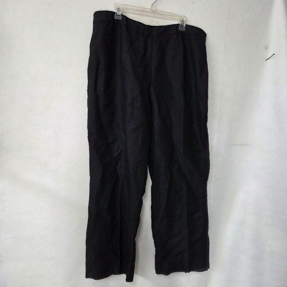 Kasper Women's Black Linen Blend Wide Leg Pants Size 18 Fully Lined New‎